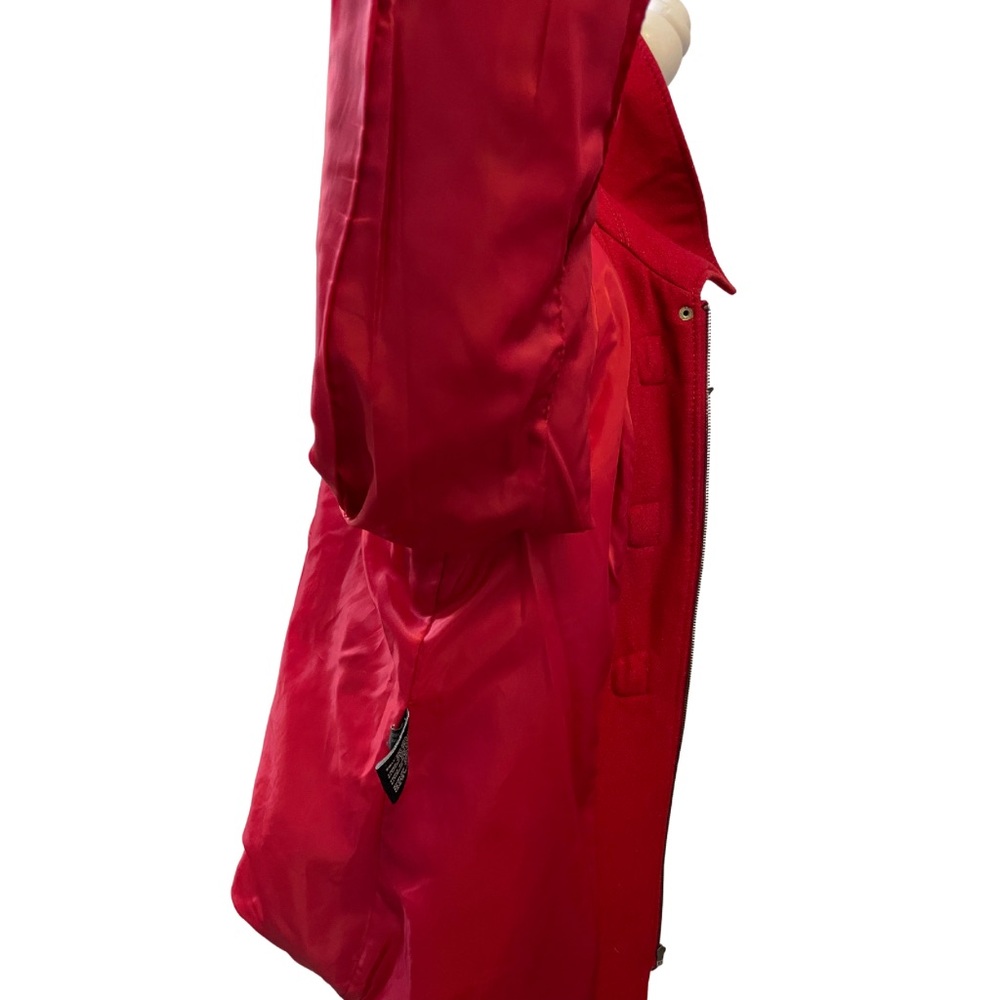 GUESS RED L Wool Blend Duffle Coat Detachable Hood Toggle Jacket Patton Loops - Picture 14 of 16